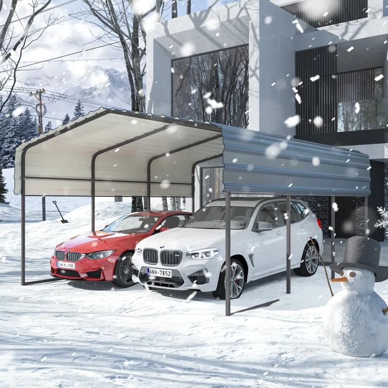 EROMMY 10 Ft. W x 15 Ft. D Carport with Galvanized Steel Roof & Reviews | Wayfair