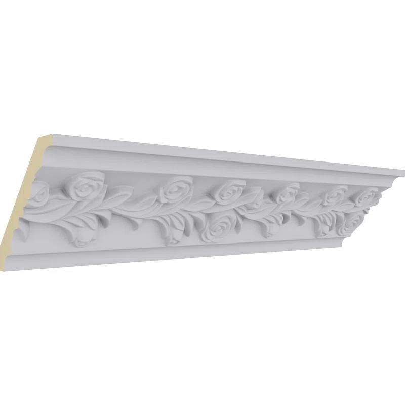 Ekena Millwork 3 7/8"H x 3 7/8"P x 5 1/2"F x 94 1/2"L, (1/2" Repeat) Rose Crown Moulding