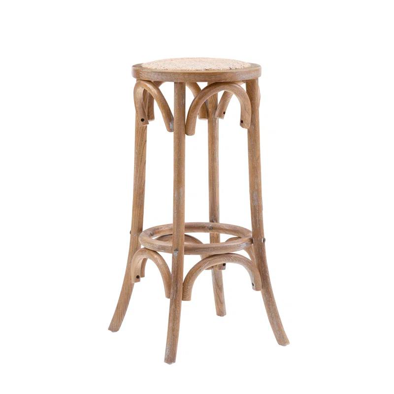 Dovecove Rae Round Rattan Seat Counter Stool with Solid Wood Frame