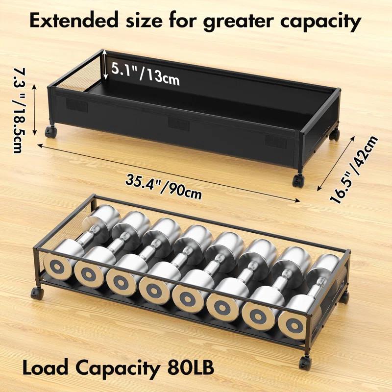 Rebrilliant 2Pack Lengthen Underbed Storage Containers with Wheels