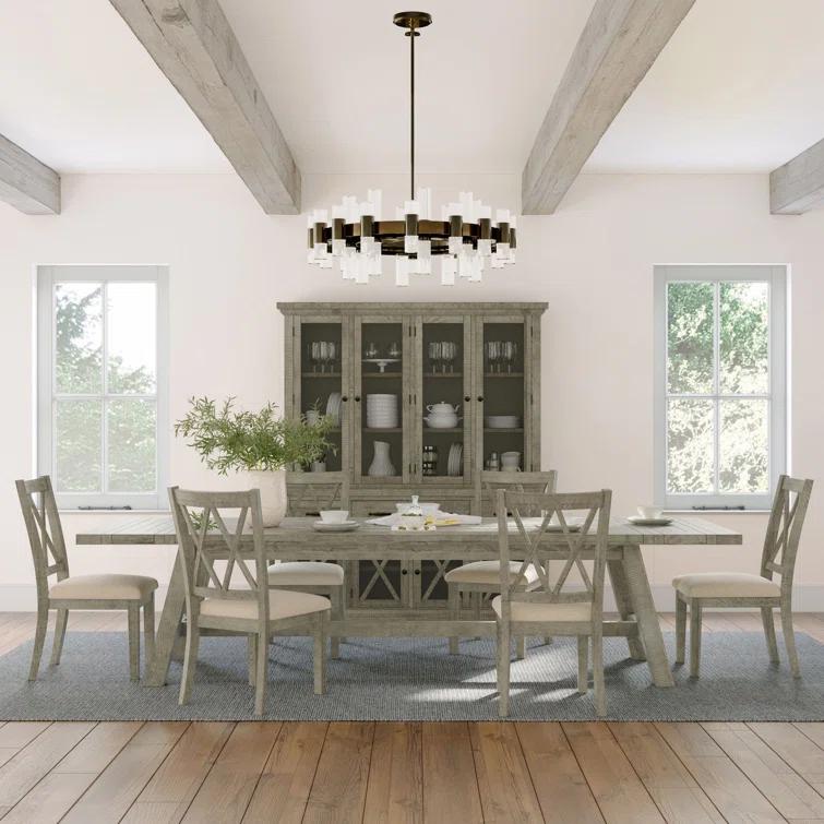 Millwood Pines Fahrettin Extendable Pine Solid Wood Dining Set