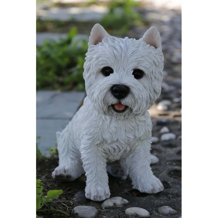 Hi-Line Gift Ltd. Sitting White Terrier Dog Statue