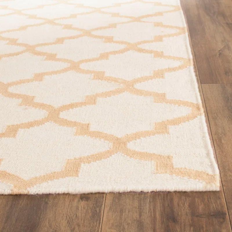 Winston Porter Milltown Hand Woven Flat Weave Wool Geometric Rug