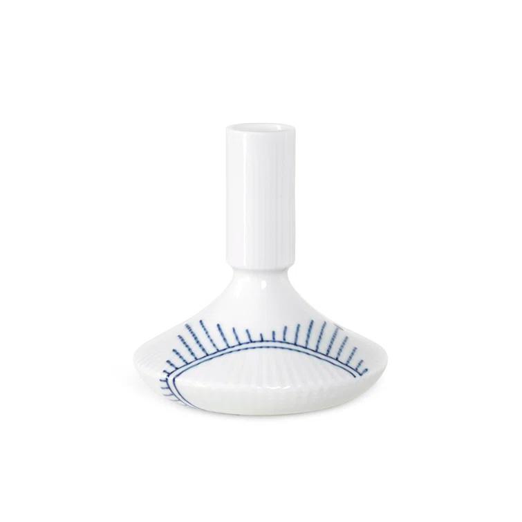 Blue Fluted Mega Ceramic Tabletop Candlestick