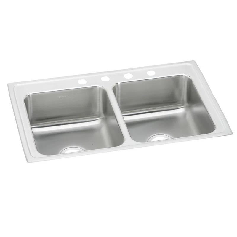 Elkay LR37221 Lustertone 37" L x 22" W Double Basin Drop-In Kitchen Sink
