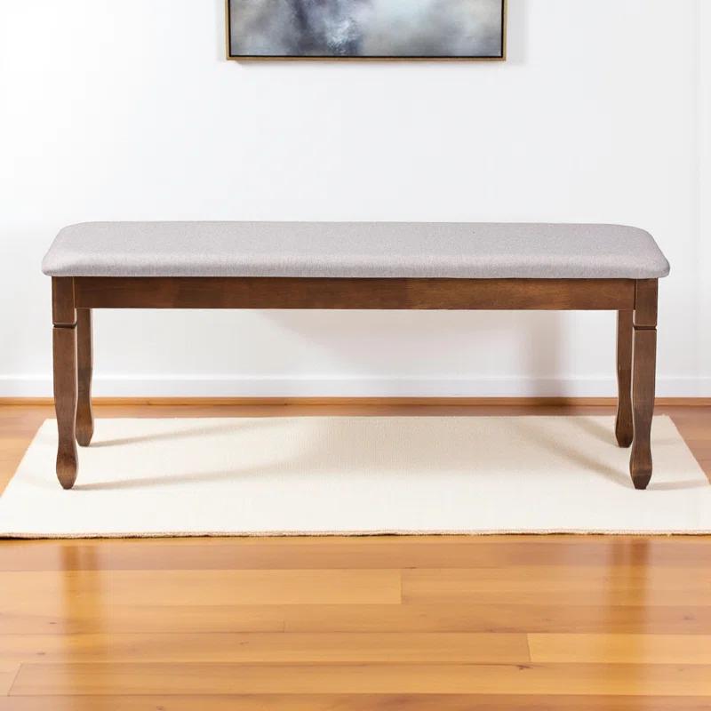 Charlton Home® Gethyn Grey Fabric Upholstered Bench With Walnut Brown Finished Wood, 18.9'' H X 47.8'' W X 16.1'' D