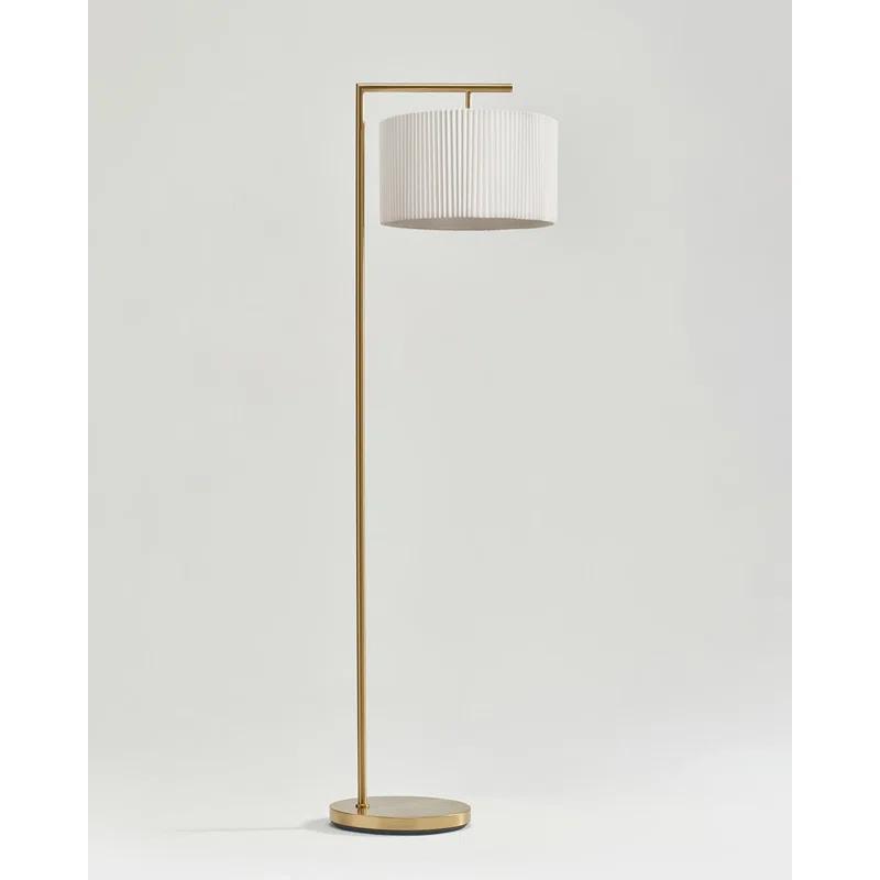 Montage Modern 60 in. Mid-Century Modern LED Floor Lamp with Fabric Drum Shade