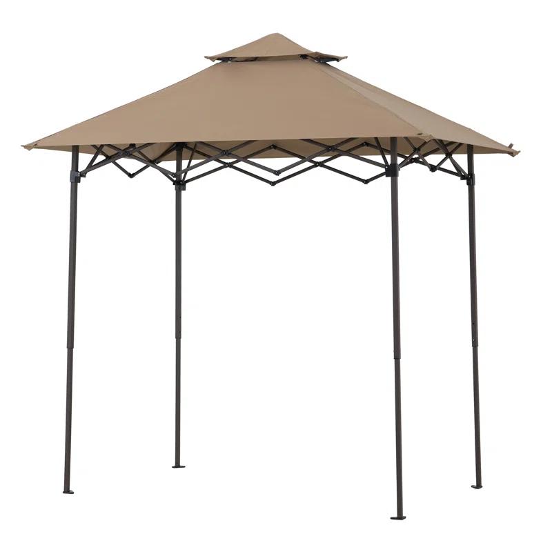 Sunjoy SUNJOY 8' x 5'  Pop up Grill Gazebo Double Tiered Outdoor Gazebo Standing-Height Canopy with Magnetic LED Light, Adjustable Ceiling Height, for BBQ,Picnics, Outdoor Events