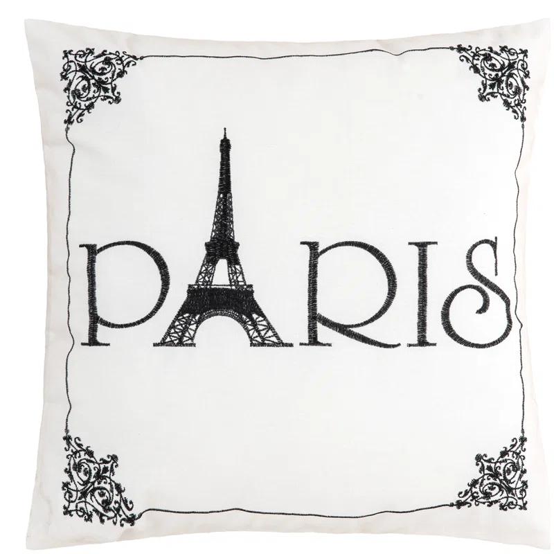 Paris Embroidered Throw Pillow