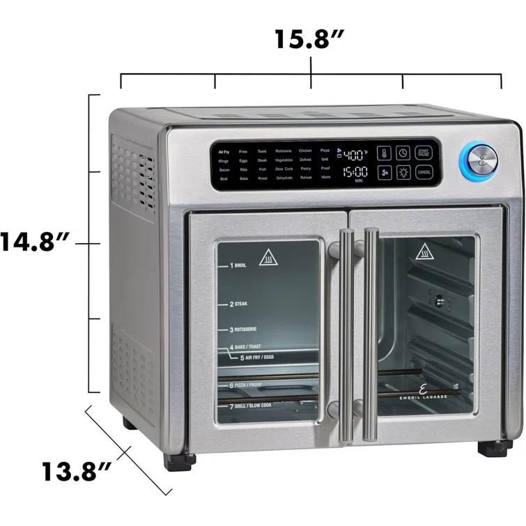 Emeril Lagasse Extra Large French Door Air Fryer Toaster Oven Combo, 25 Cooking Functions and Digital Controls, 7 Accessories Included, Stainless Steel Finish, 26QT Capacity & Reviews | Wayfair