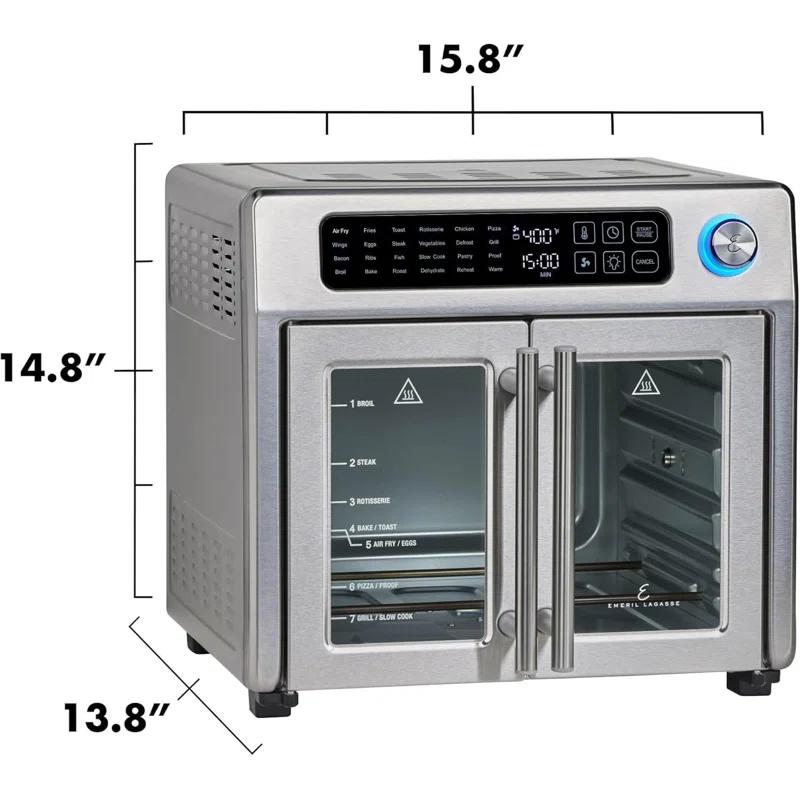 Emeril Lagasse Extra Large French Door Air Fryer Toaster Oven Combo, 25 Cooking Functions and Digital Controls, 7 Accessories Included, Stainless Steel Finish, 26QT Capacity & Reviews | Wayfair