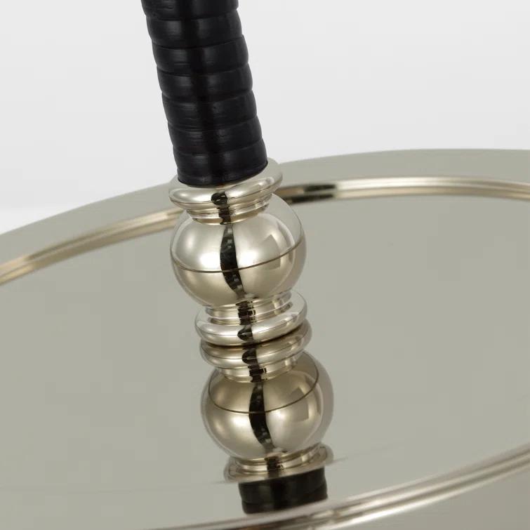 Adjustable Polished Nickel and Black Rattan Floor Lamp