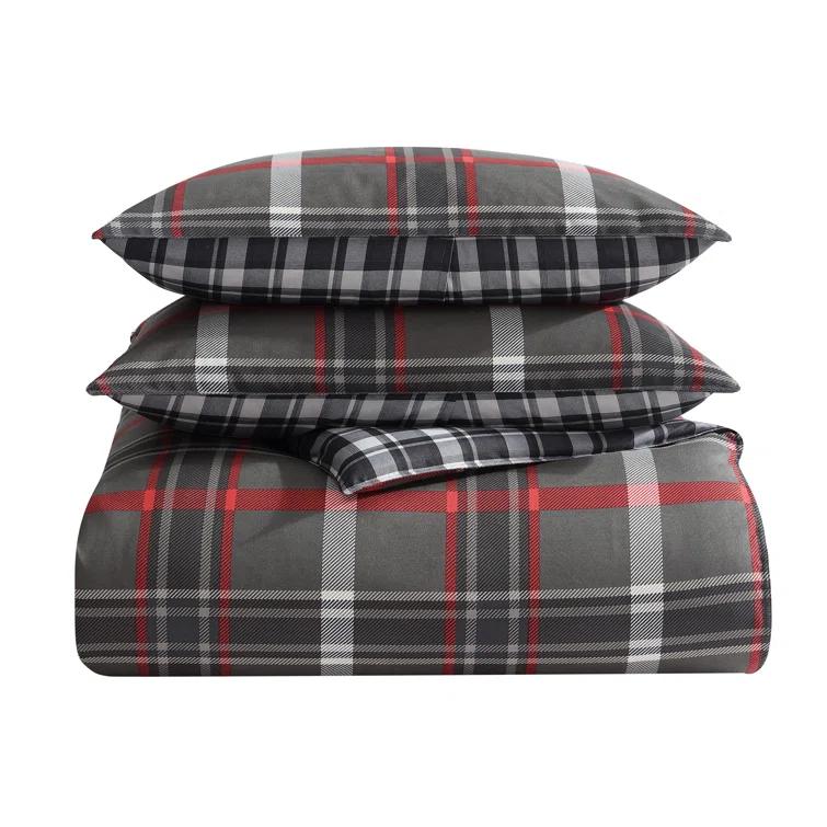 Eddie Bauer Eddie Bauer Willow Plaid Reversible Grey Duvet Cover Set
