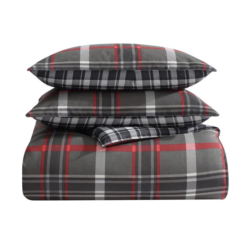 Eddie Bauer Eddie Bauer Willow Plaid Reversible Grey Duvet Cover Set
