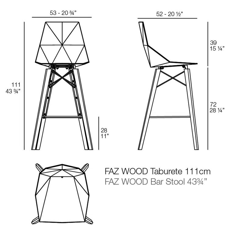 Vondom Faz Wood - Bar Stool - Set Of 4 - Basic/Injection (Set of 4)