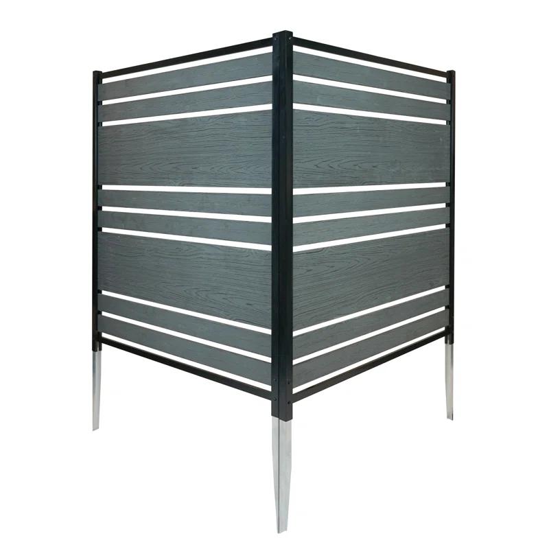 Enclo 48in H x 40in W (2 Panels) No Dig Enclo Vienna Charcoal Color Woodtek Privacy Screen, Outdoor Vinyl Privacy Fence Panel, Privacy Wall for Trash Cans & Air Conditioner Fence, Patio Privacy Screen, EC18018
