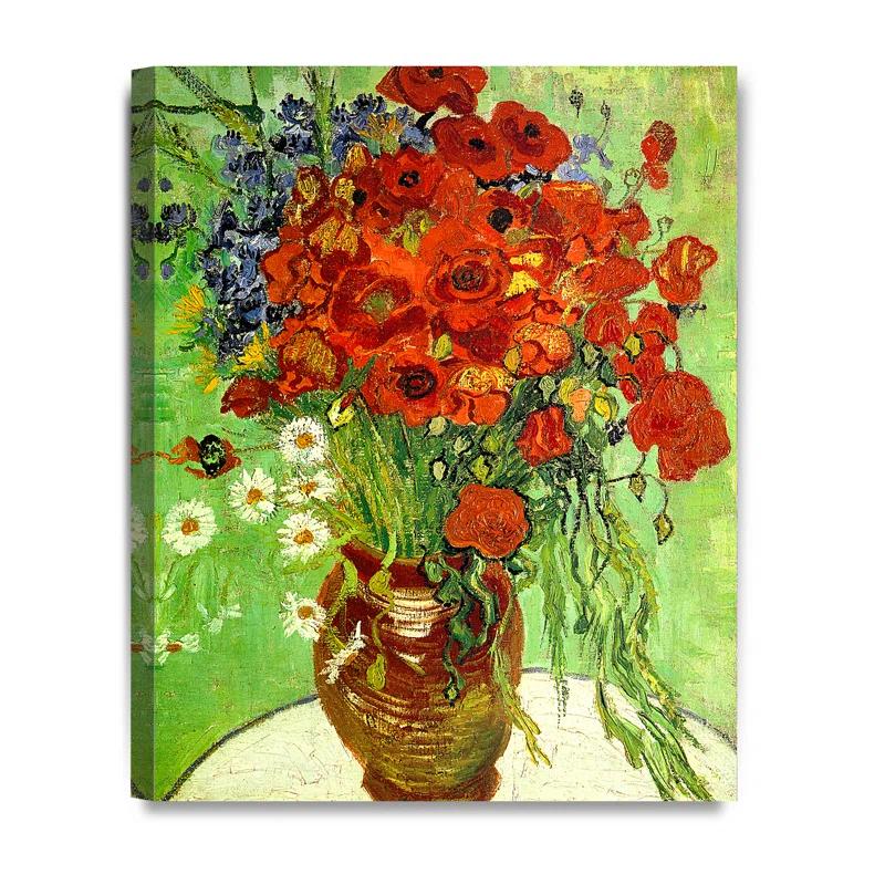 DECORARTS Red Poppies and Daisies, Vincent Van Gogh Art Reproduction. Giclee Canvas Prints Wall Art