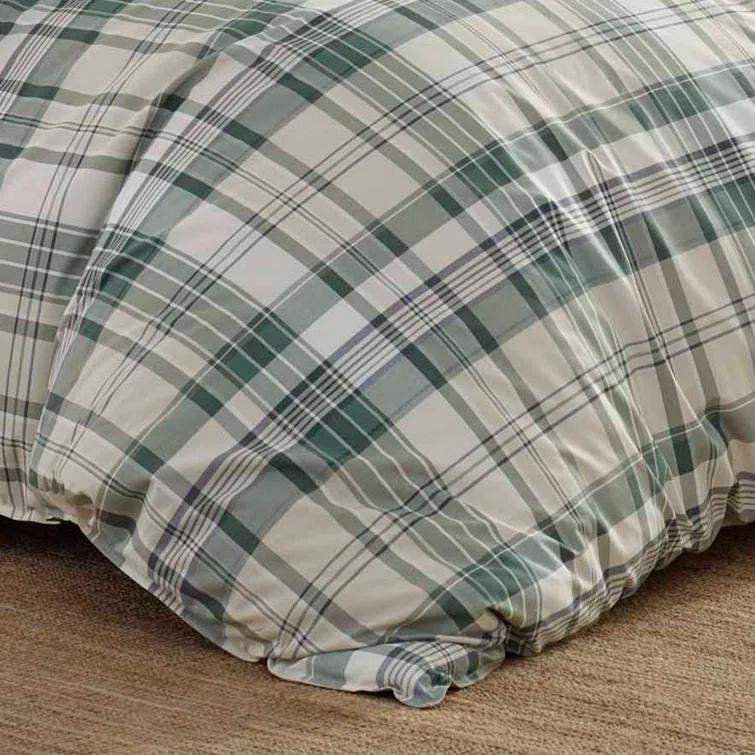 Eddie Bauer Plaid and Stripes Eddie Bauer Timbers Green Cotton Reversible Bedding Set