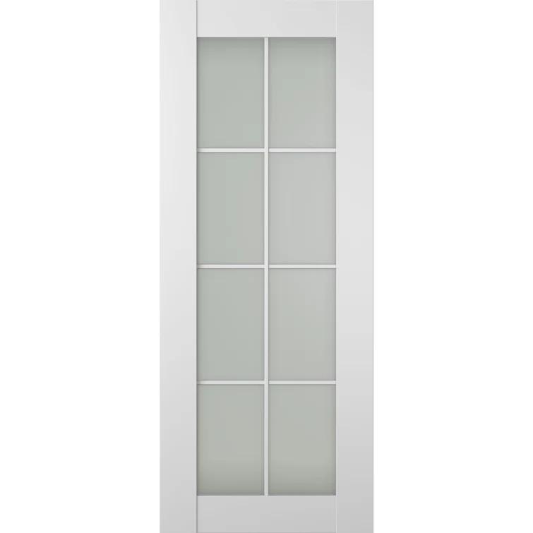 Belldinni Smart Pro 8 Lite Polar White Manufactured Wood and Frosted Glass Interior Door Slab