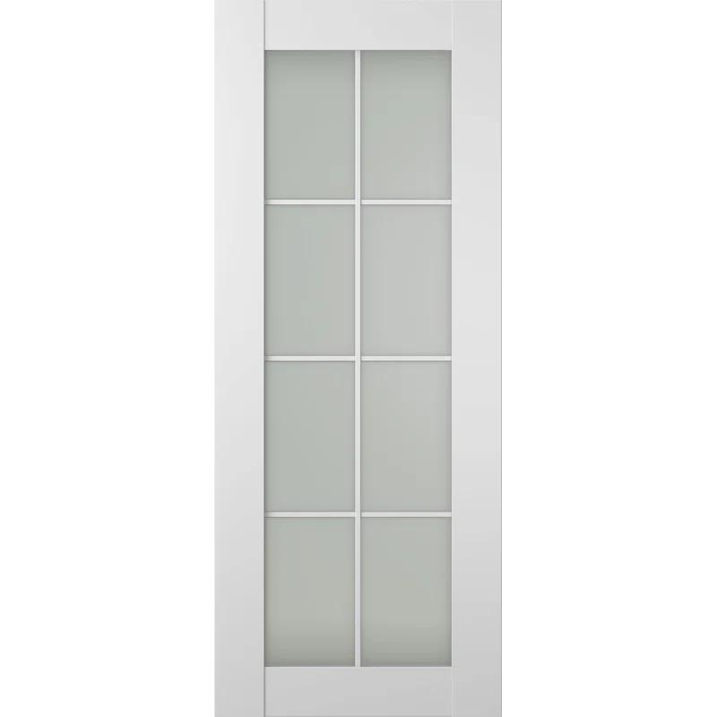 Belldinni Smart Pro 8 Lite Polar White Manufactured Wood and Frosted Glass Interior Door Slab