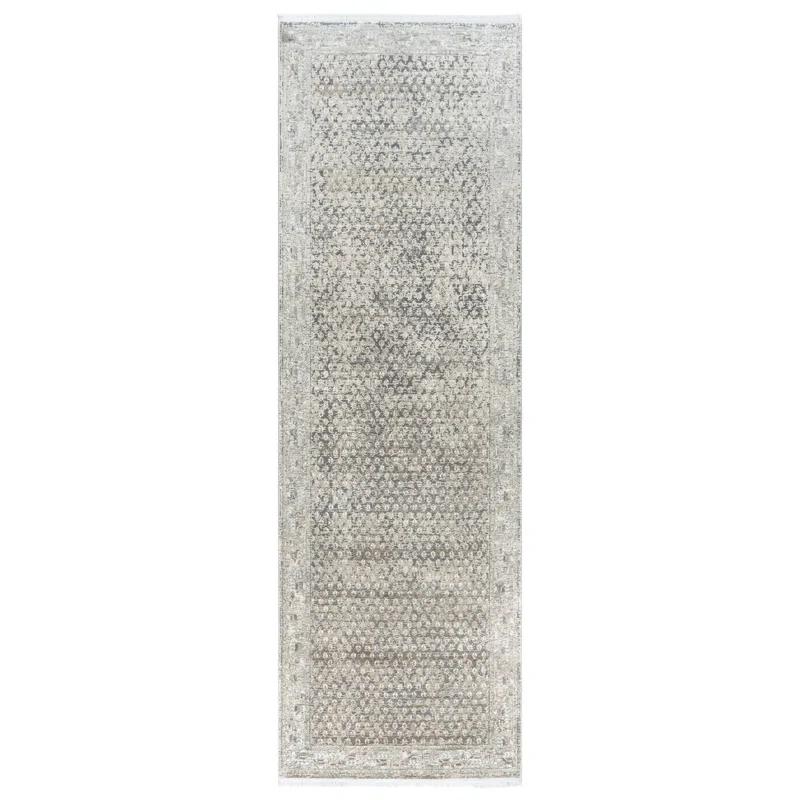 Gertmenian Florance Modica Transitional Oriental Border Floral Dark Gray High-Low Viscose/Acrylic Area Rug
