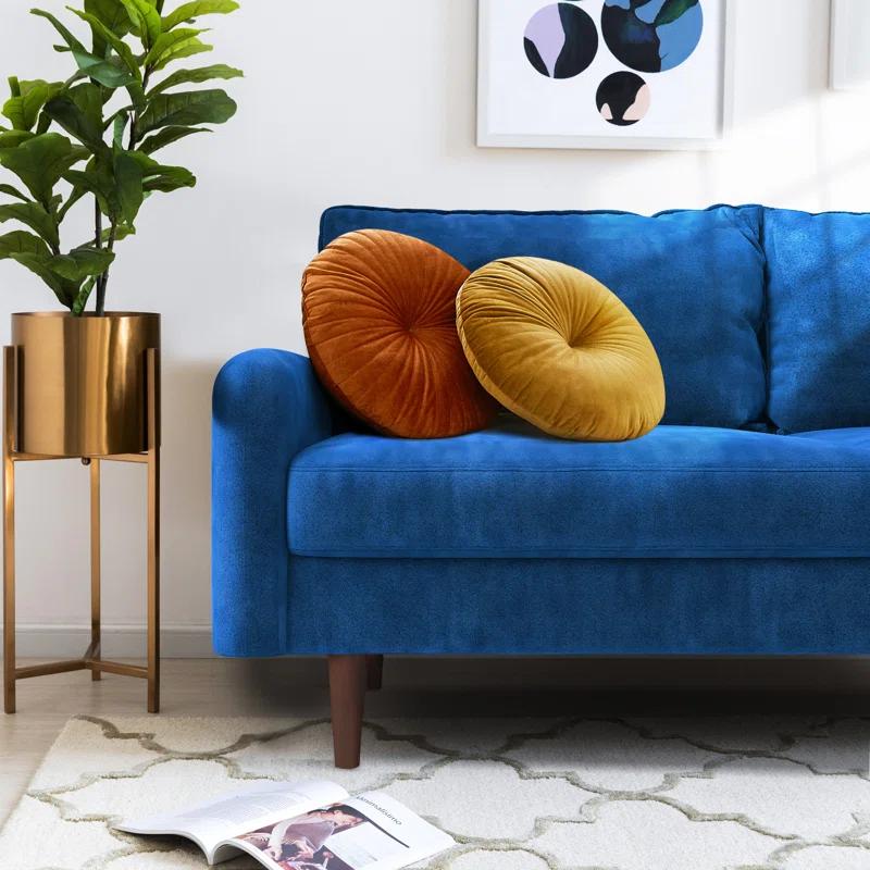 Everly Quinn Hasaam 56.3" Wide Velvet Round Arms Small Apartment Loveseat