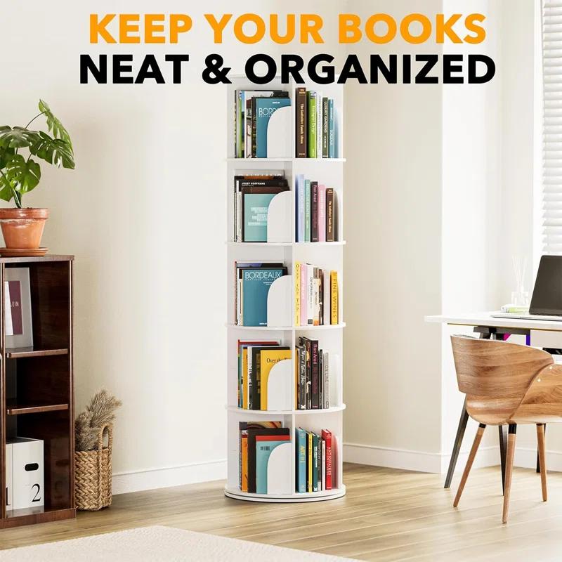 SpaceAid Rotating Bookshelf Tower, 360° Spinning Bookcase Lazy Susan, Revolving Round Carousel For Book Storage, Vertical Turning Spiral Corner Organizer