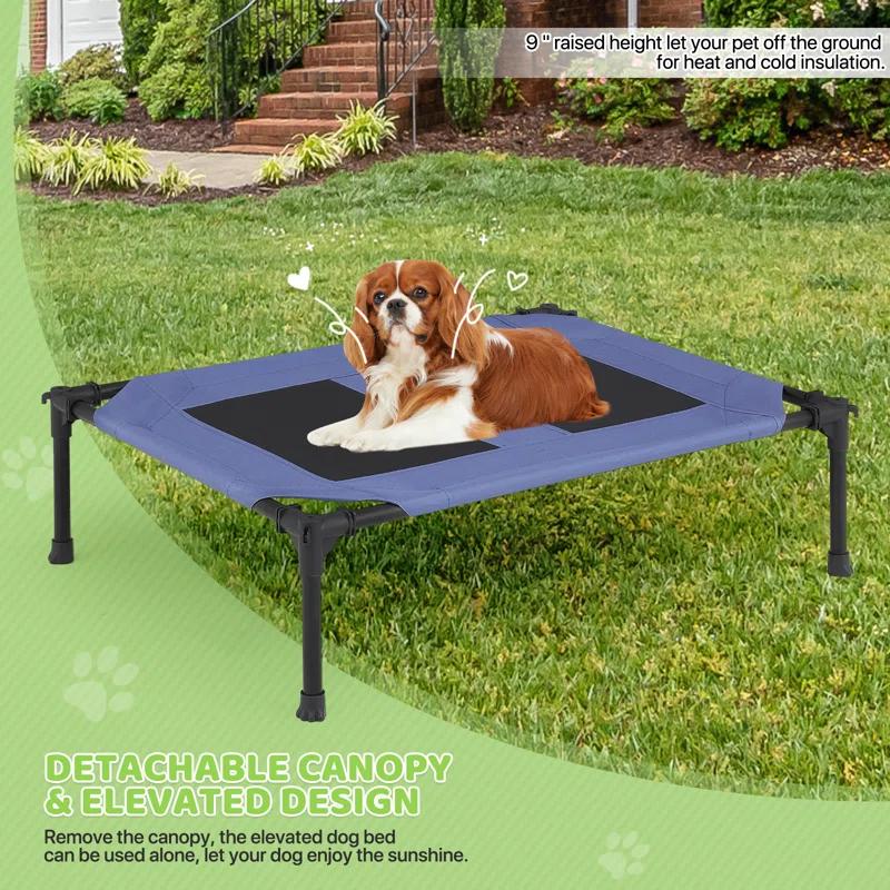 Tucker Murphy Pet™ Elevated Dog Bed With Canopy, Outdoor Dog Cot With Removable Canopy Shade Tent, Raised Pet Cot