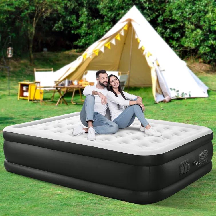 Ebern Designs 18 Inch Air Mattress Bed with Built- in Pump Blow Up Mattresses for Camping, Indoor Colchon, Guests