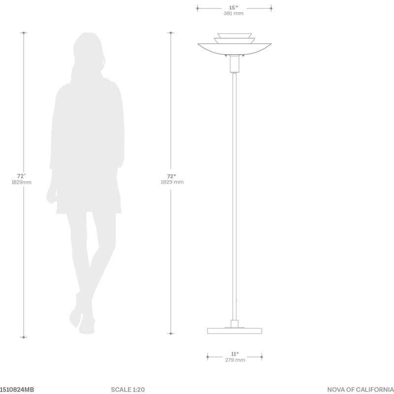 Rancho Mirage Torchiere Floor Lamp - Matte Black & Gold-Leaf Shade, Weathered Brass, Black Marble Base