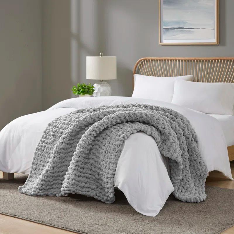 Madison Park Chenille Chunky Knit Throw