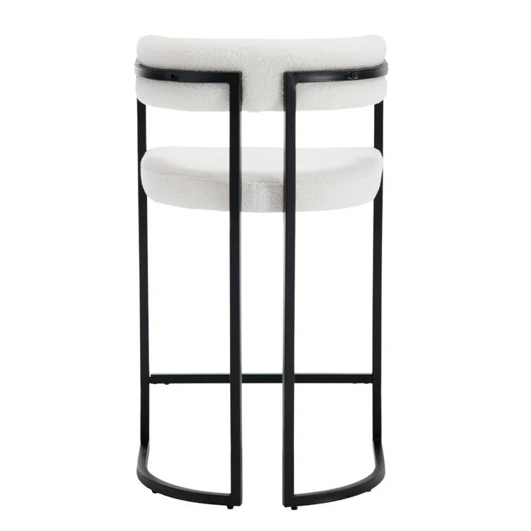 Ivy Bronx Modern Upholstered Hollow Bar Stool With Armrests And Footrests, Barrel High Stools (Set of 2)