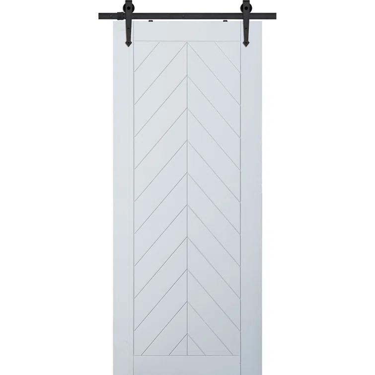 LTL Home Products Chevron PVC/Vinyl Millbrooke Barn Door with Installation Hardware Kit