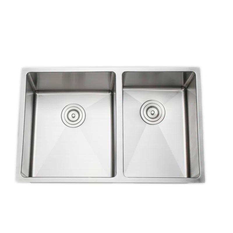 Wells Sinkware CSU3020-97 Chef's Series 30'' L Undermount Double Bowl Stainless Steel Kitchen Sink