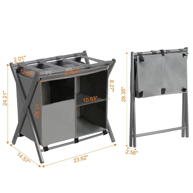 IFBECT Steel folding Luggage Rack with Laundry Bag