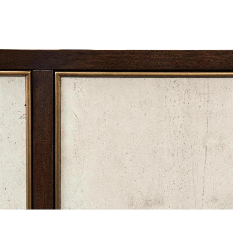 Mercia 87'' Black Walnut Credenza with Gold Accents and Agate Handles