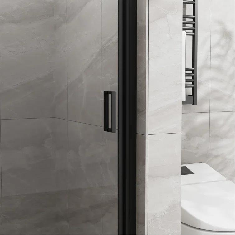BVNECXP 34"X72" Pivot Shower Door, 1/4 Inch Thick Tempered Glass Swing Shower Door, Semi-Frameless Design YY3CHO-D163102093
