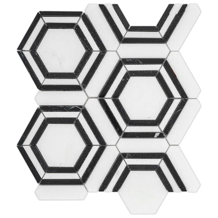 Bianco Dolomite 11" x 13" Polished Marble Mesh-Mounted Mosaic Sheet Tile