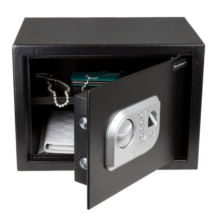 Stalwart Stalwart Electronic Safe - Digital Biometric Fingerprint Lock Box with 2 Override Keys (Black)