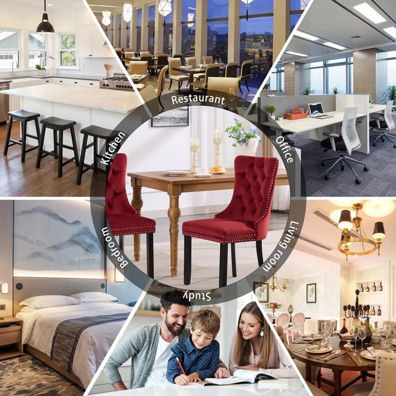 Rosdorf Park High-end Tufted Velvet Upholstered Nailhead Dining Chair