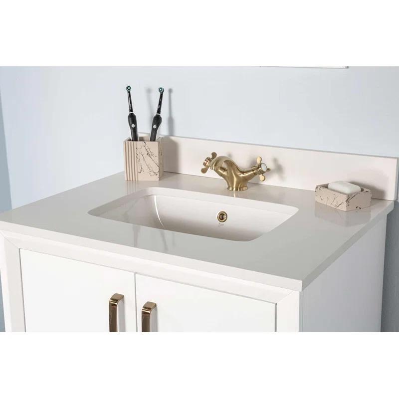 Fabia 30'' Free-standing Single Bathroom Vanity with Quartz Vanity Top & Mirror