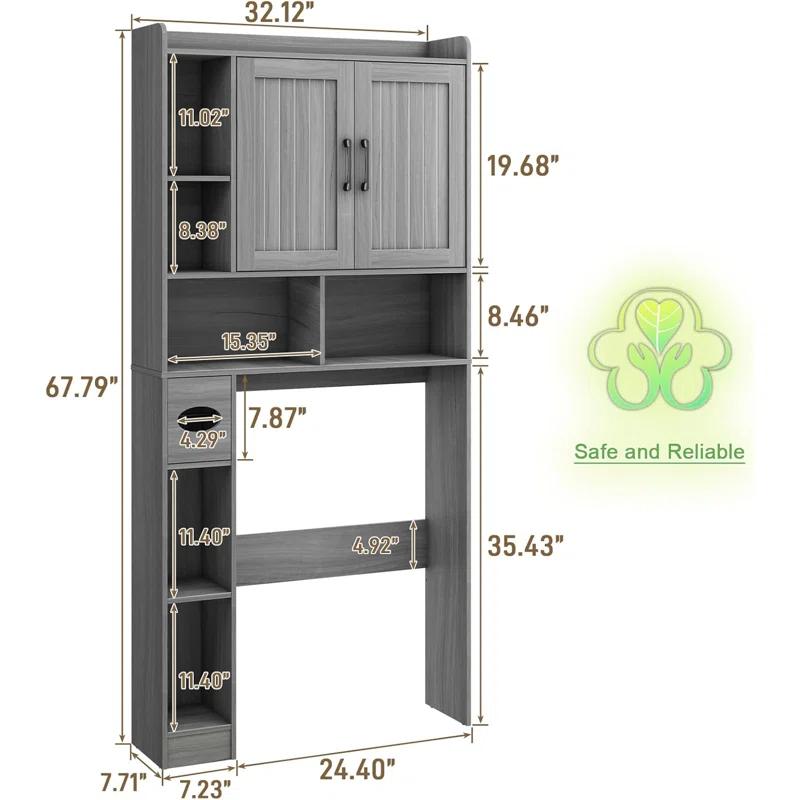 Gracie Oaks Over The Toilet Storage Cabinet, Farmhouse Storage Cabinet Over Toilet With Barn Door,Home Space-Saving Toilet Rack, For Bathroom, Restroom, Laundry