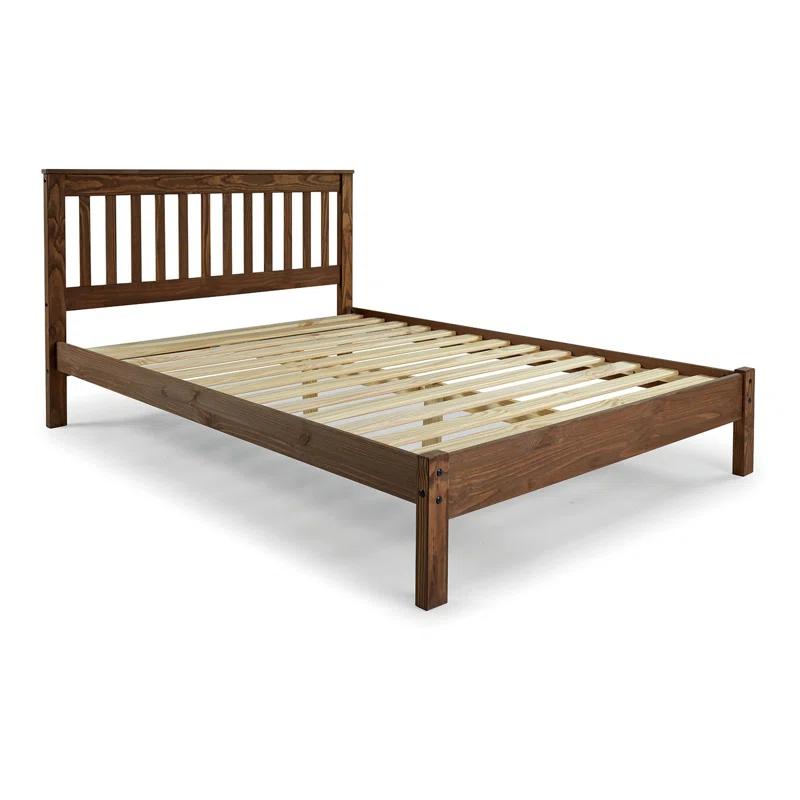 Benjara Octa Bed, Plank Style, Rustic, Brazilian Pine Wood, Mahogany | Wayfair