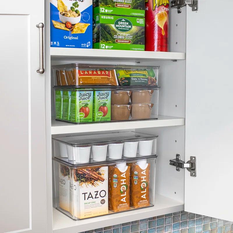 Sorbus Variety Clear Storage Bins For Pantry & Fridge With Hinged Lids, 3 Piece