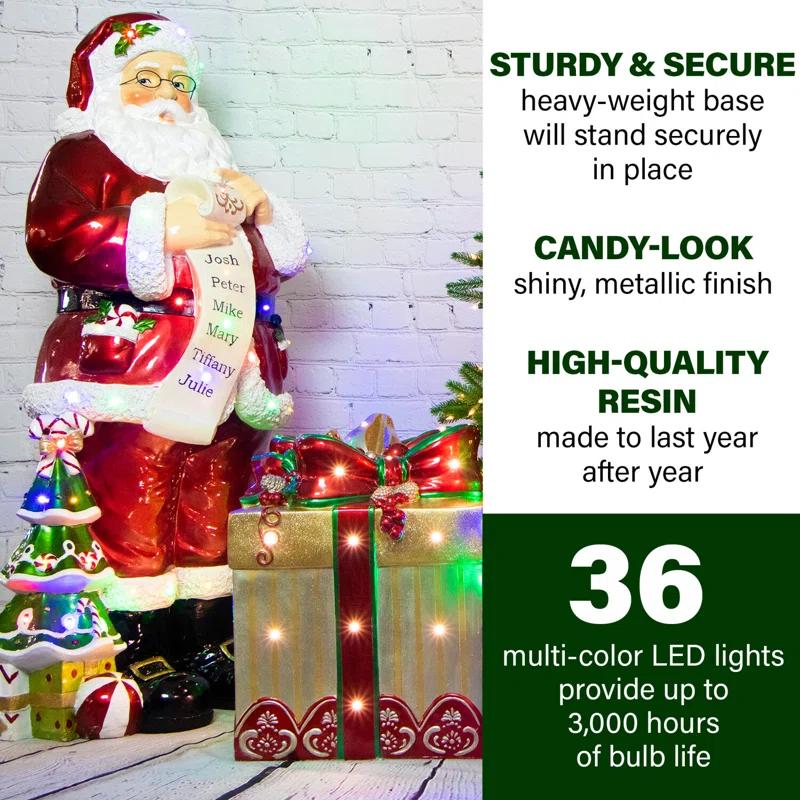 Fraser Hill Farm Indoor/Outdoor 4 ft. Christmas Santa Claus Holding Scroll & Reviews | Wayfair