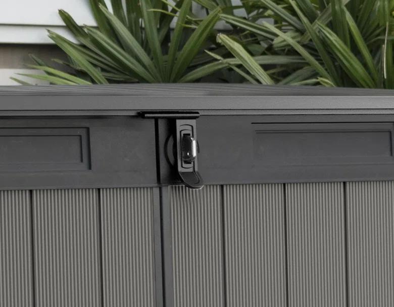 Keter Premier Jumbo 6.2x4.3 ft. Horizontal Durable Resin Outdoor Storage Shed With Floor and Double Doors for Garden Patio Furniture and Tools