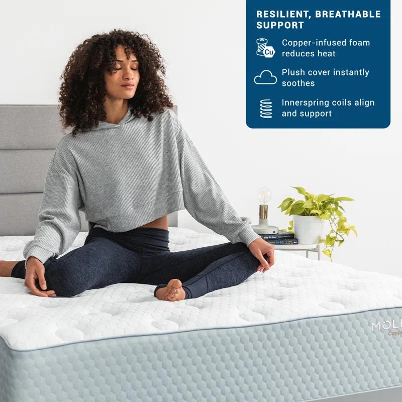 MOLECULE MOLECULE CopperWELL 13" Hybrid Cooling Gel Memory Foam and Encased Coil Medium Firm Mattress