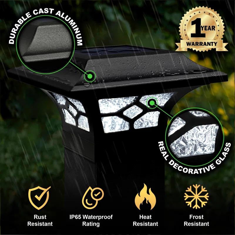 Classy Caps Low Voltage Integrated LED Aluuminum Fence Post Cap Light 2.5 In. X 2.5 In. with Base Adapter Included