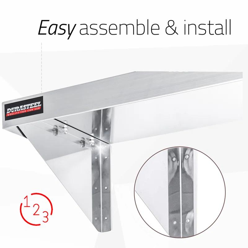 DuraSteel Stainless Steel Wall Shelf - 72" Wide x 14" Deep Commercial Grade - NSF Certified