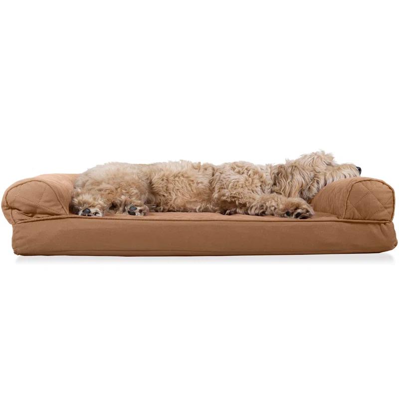 FurHaven Quilted Orthopedic Bolster Sofa Pet Bed